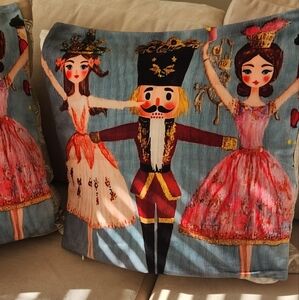 Christmas pillow covers Nutcracker ballet 17x17 brand new
